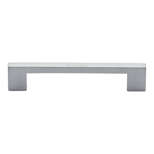 C0337 128-SC • 128 x 148 x 30mm • Satin Chrome • Heritage Brass Metro Cabinet Pull Handle